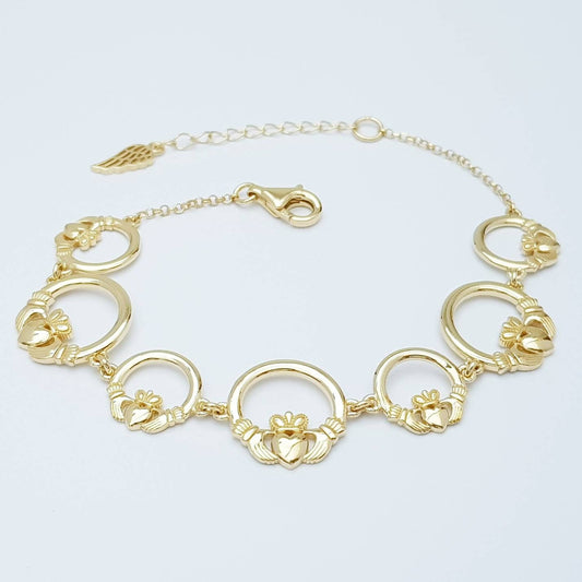 Claddagh bracelet, small claddagh bracelet, silver and gold claddagh bracelet