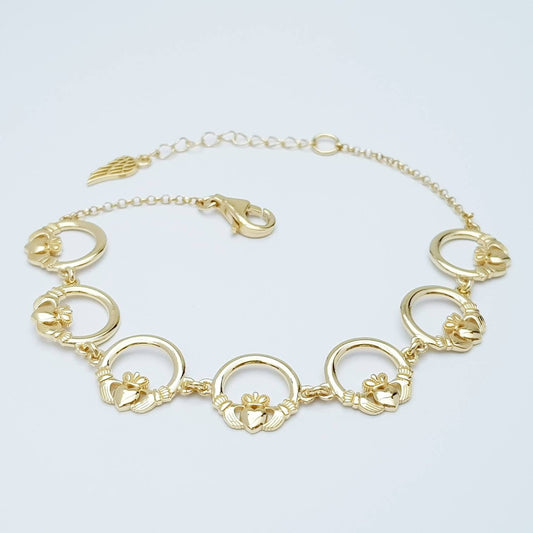 Claddagh bracelet, small claddagh bracelet, claddagh link bracelet