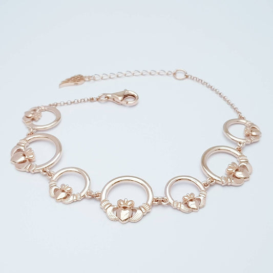Claddagh bracelet, rose gold claddagh bracelet from Galway Ireland