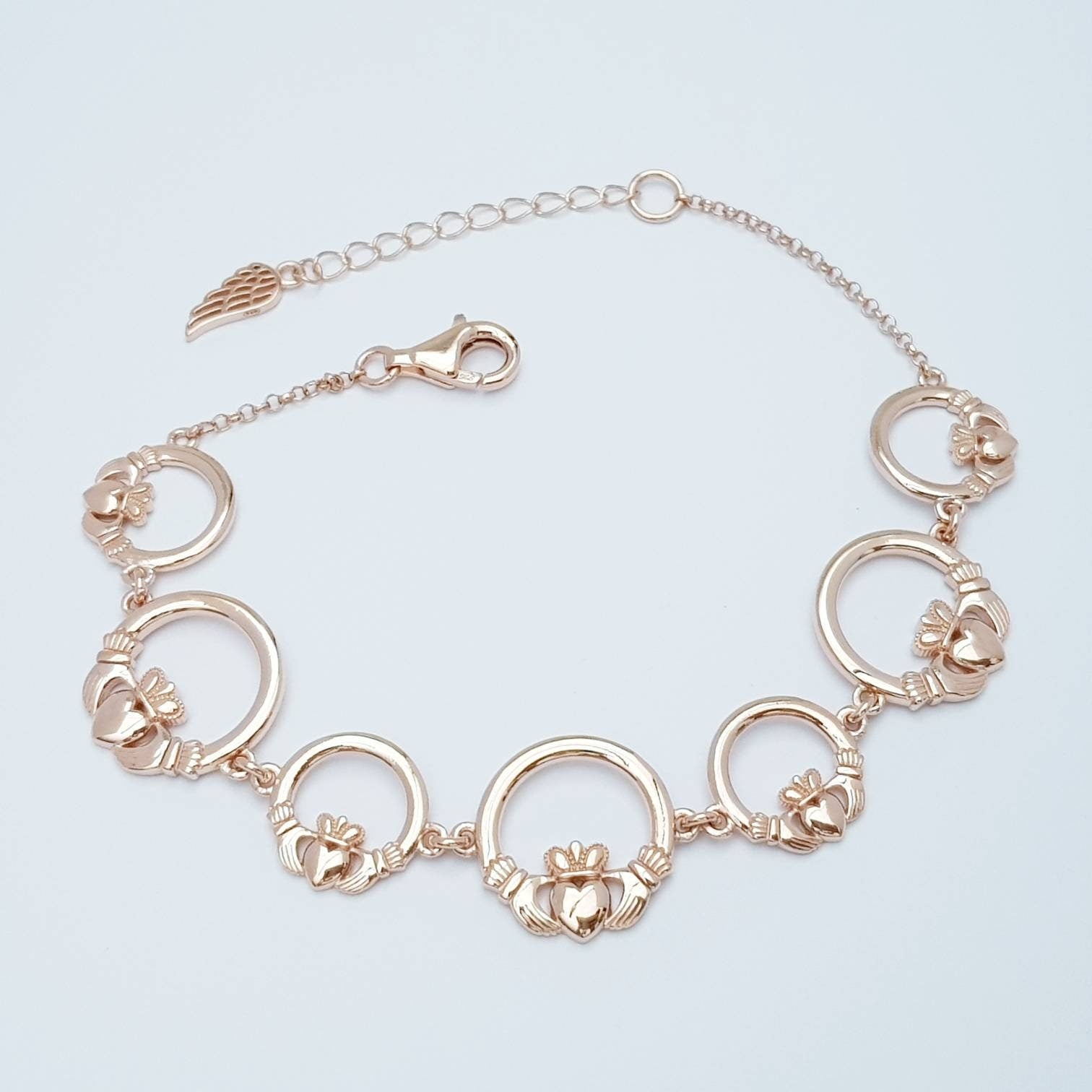 Claddagh bracelet, rose gold claddagh bracelet from Galway Ireland
