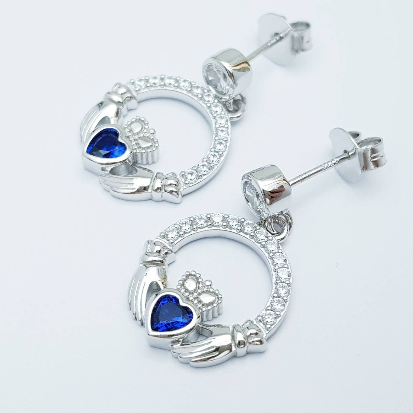 Claddagh Earrings, Silver Claddagh Earrings, Claddagh drop Earrings