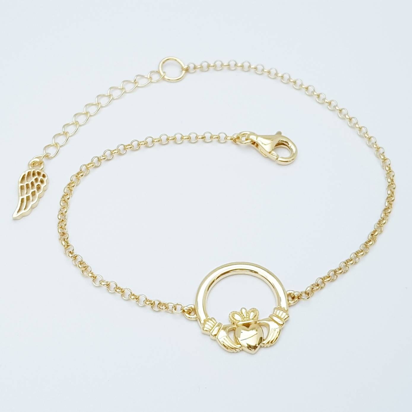 Claddagh bracelet, dainty claddagh bracelet, gold claddagh