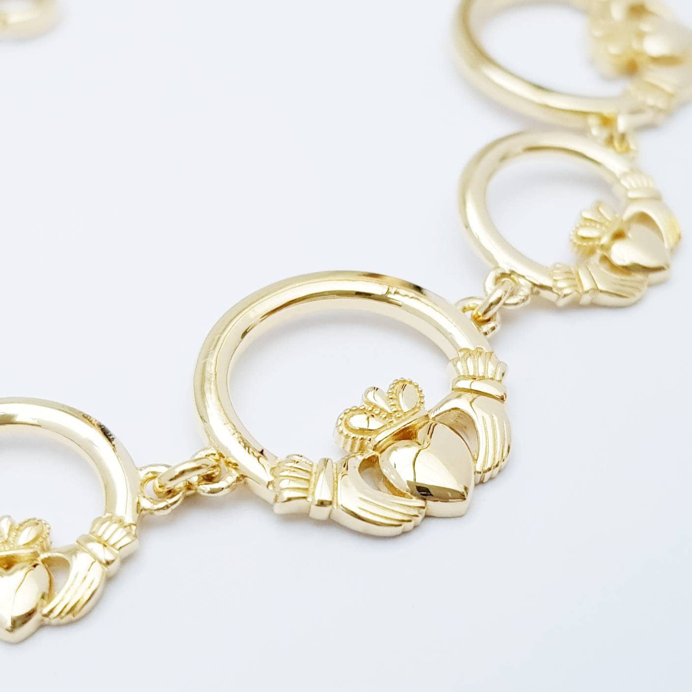 Claddagh bracelet, small claddagh bracelet, silver and gold claddagh bracelet