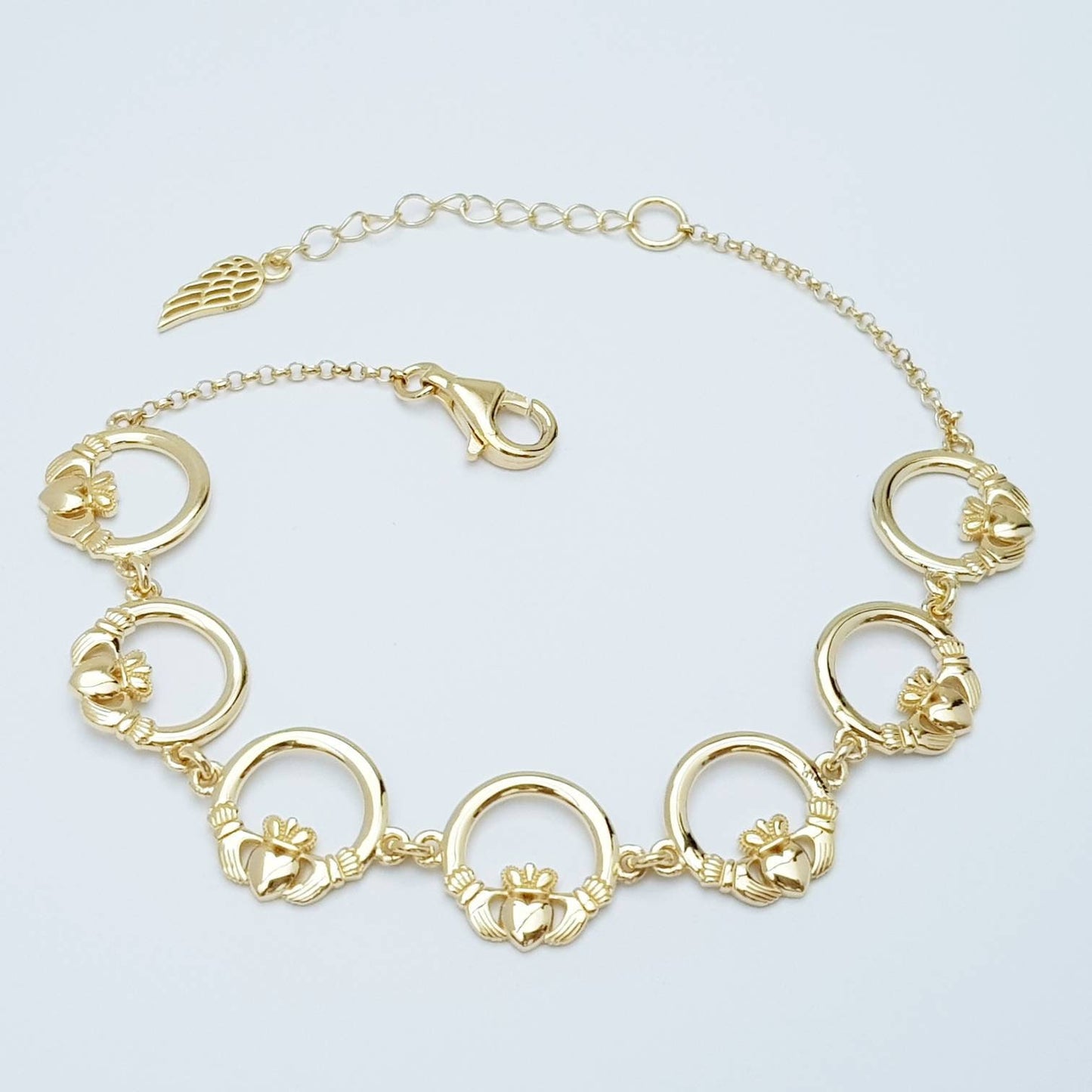 Claddagh bracelet, small claddagh bracelet, claddagh link bracelet