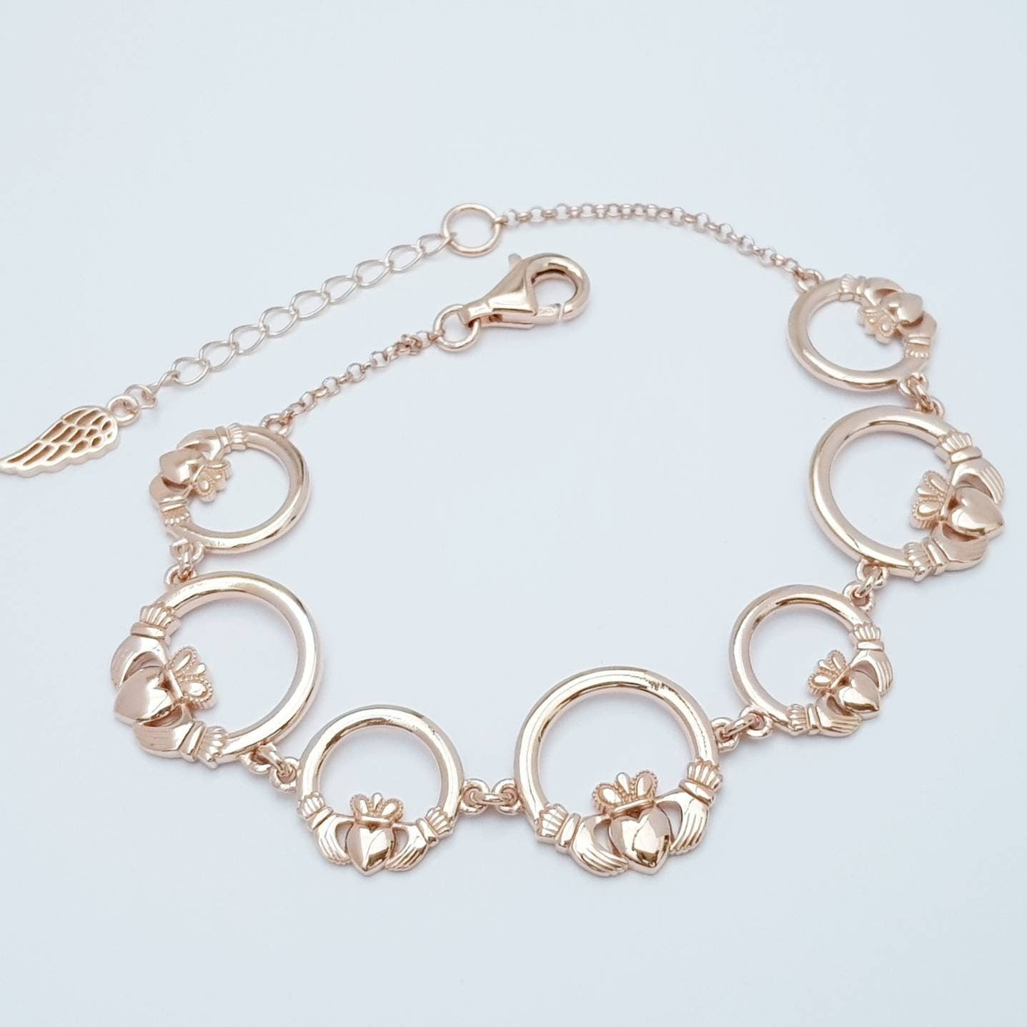 Claddagh bracelet, rose gold claddagh bracelet from Galway Ireland