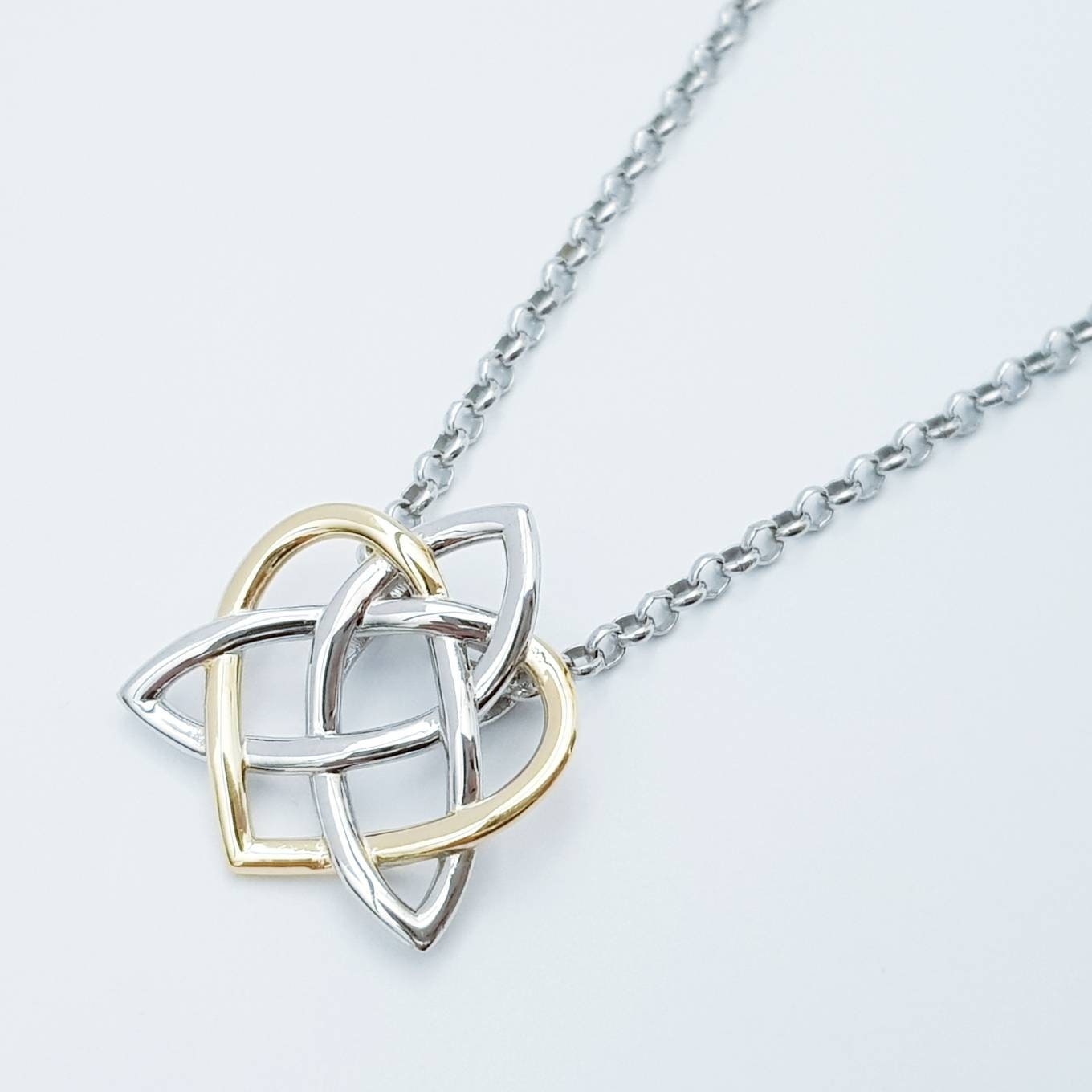 Sterling Silver Celtic Pendant, sliding celtic necklace, knot heart pendant