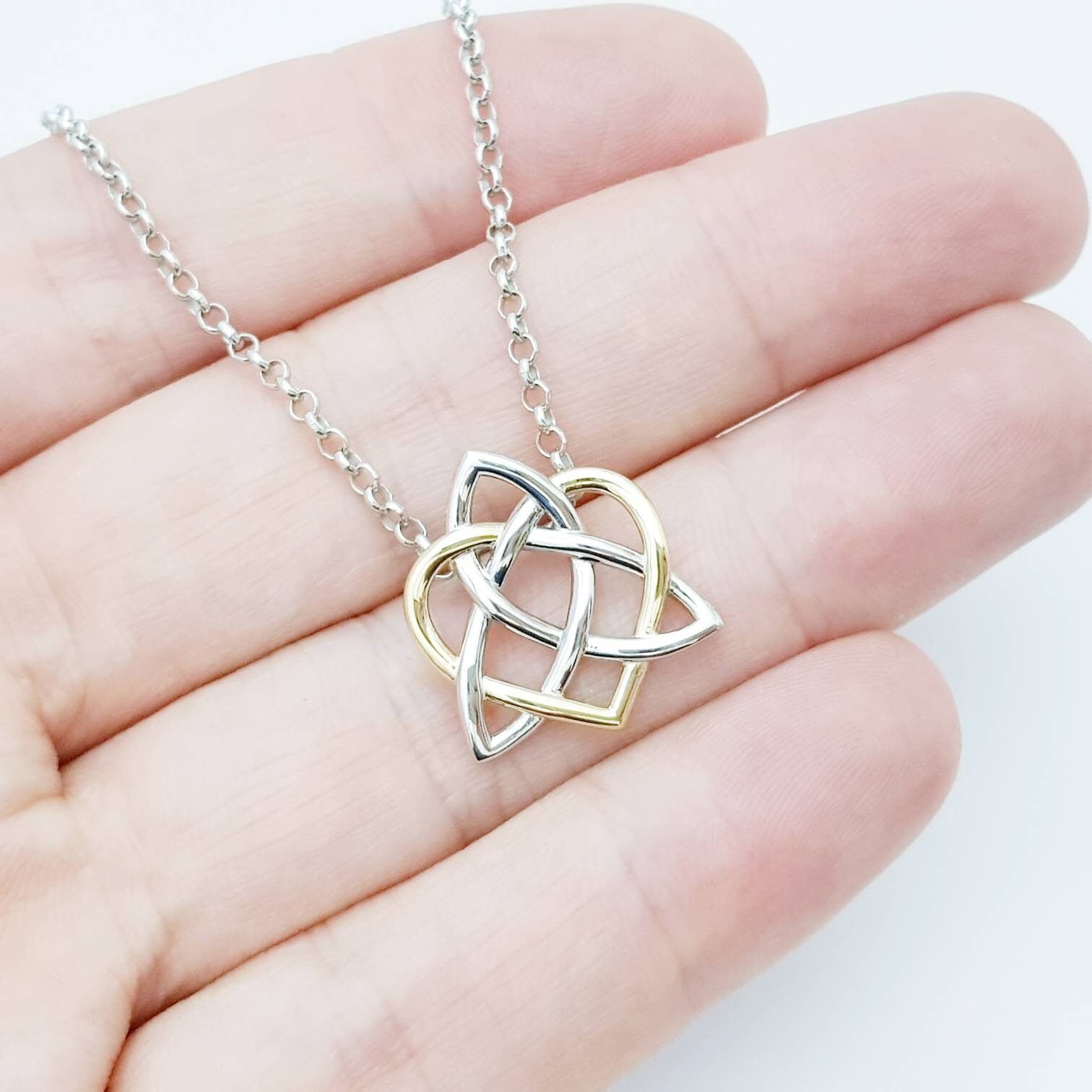 Sterling Silver Celtic Pendant, sliding celtic necklace, knot heart pendant