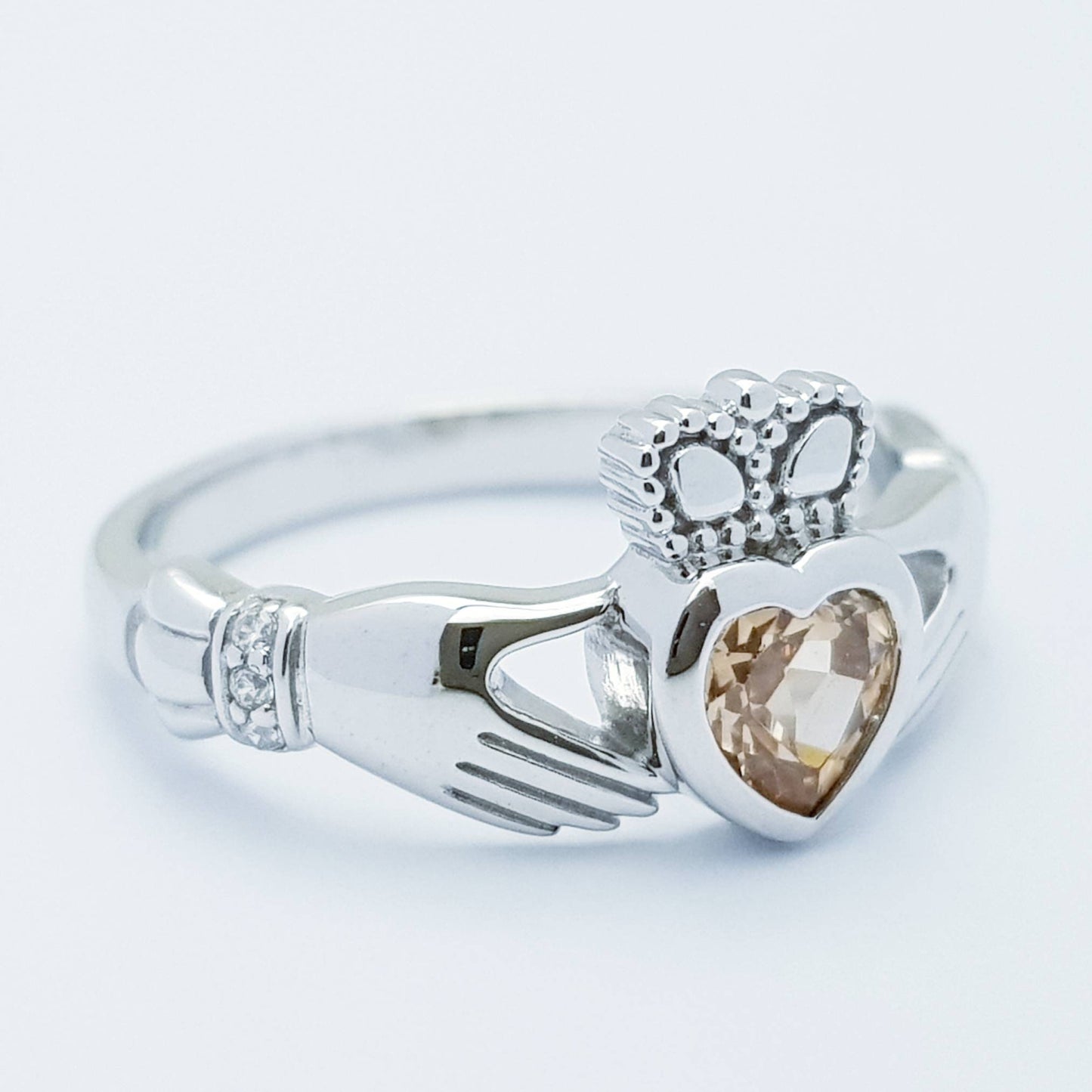 Citrine Sterling Silver Claddagh Ring