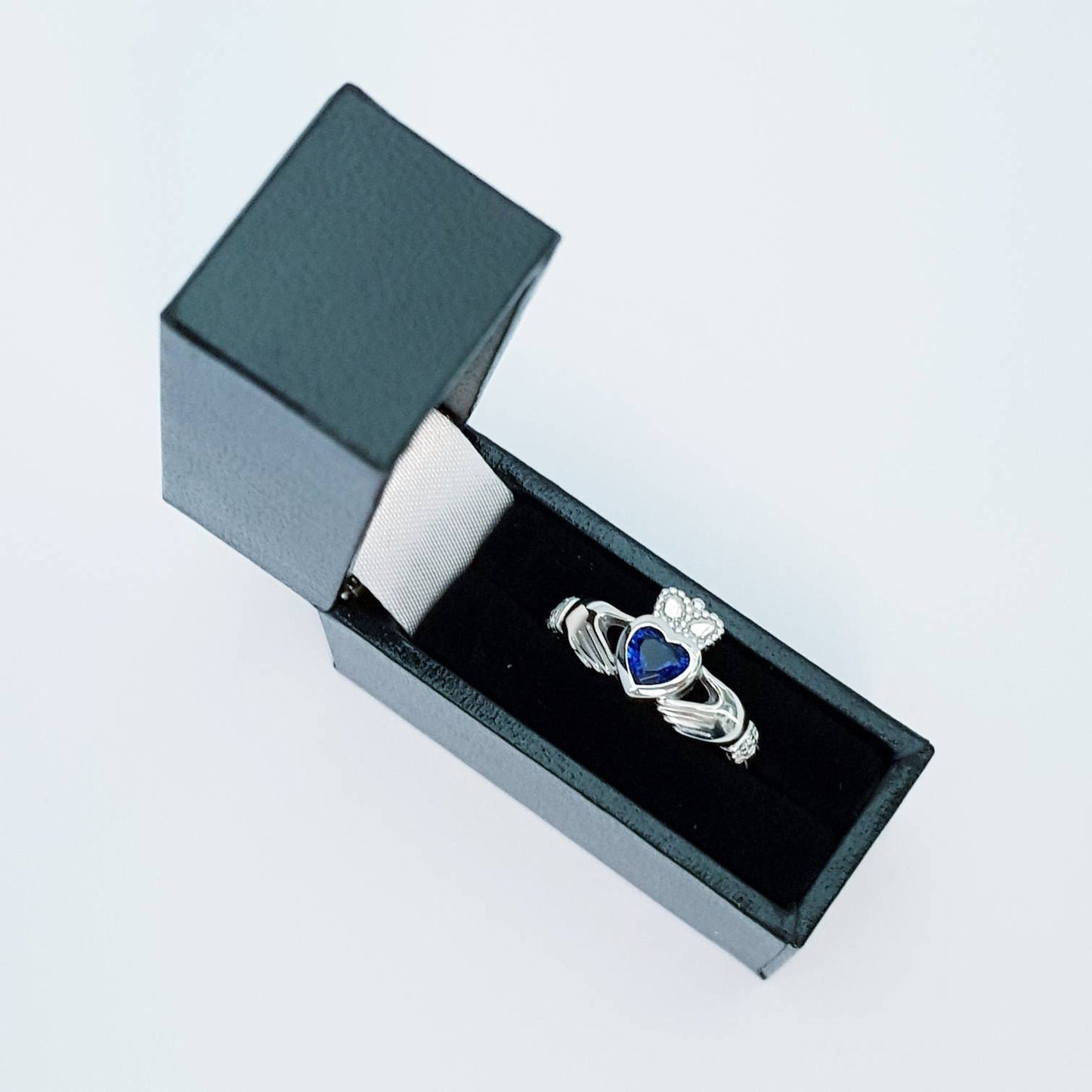 Sapphire Sterling Silver Claddagh Ring