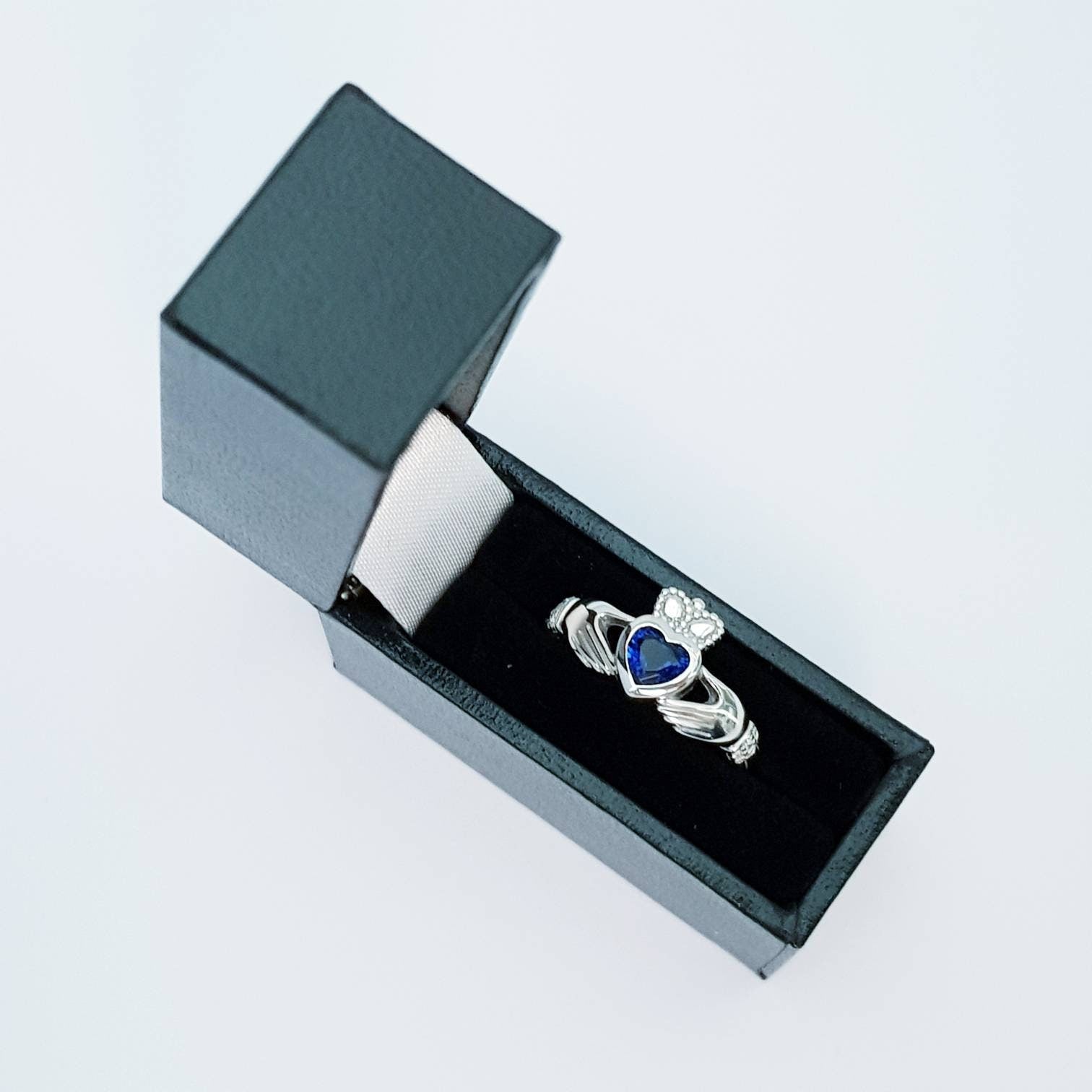 Sapphire Sterling Silver Claddagh Ring