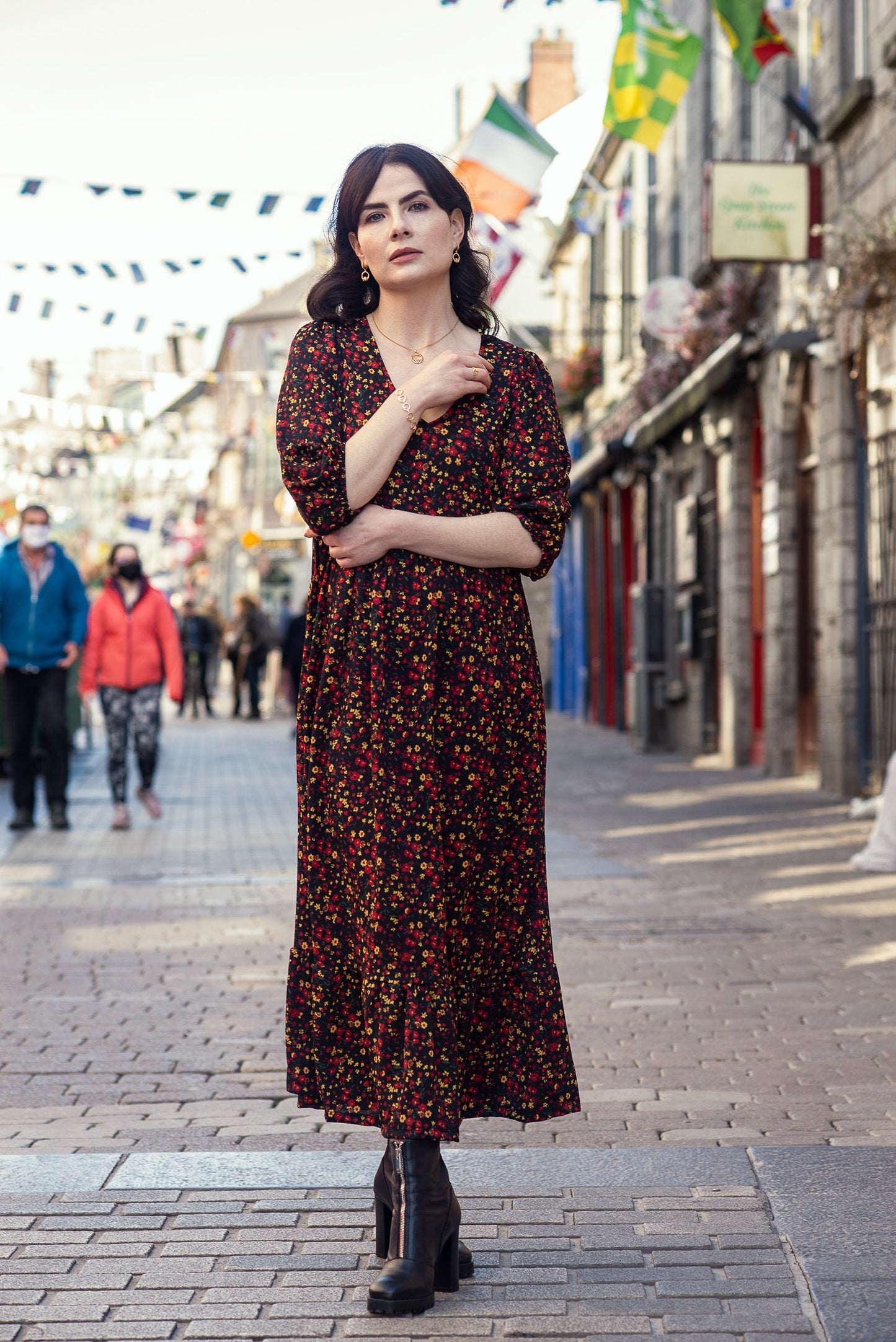 Yellow gold hoop Claddagh Earrings, Silver and gold Claddagh Earrings, Claddagh drop Earrings