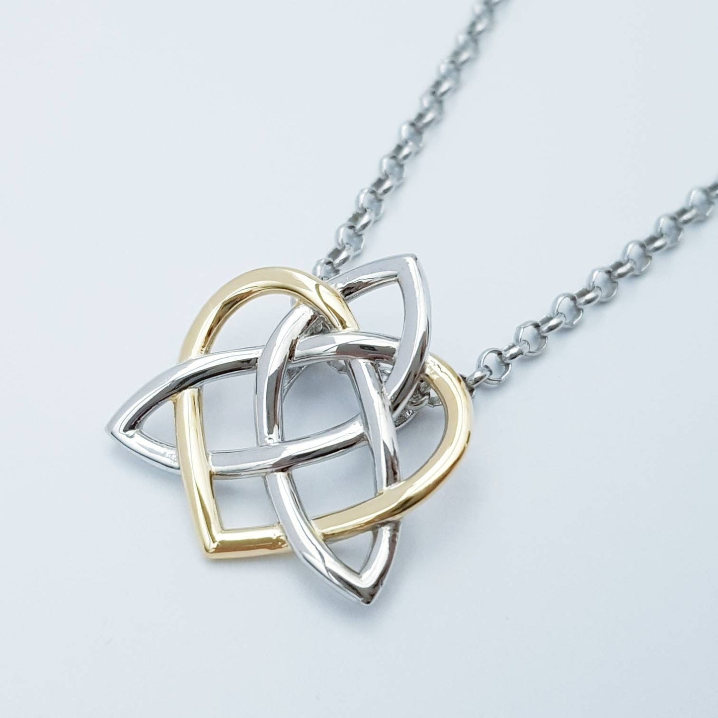 Sterling Silver Celtic Pendant, sliding celtic necklace, knot heart pendant