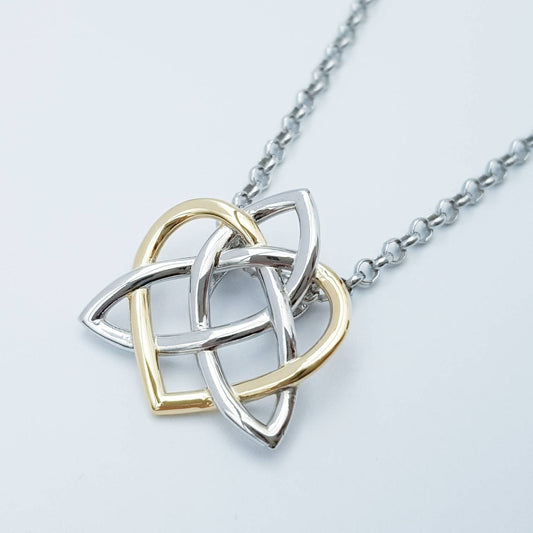 Sterling Silver Celtic Pendant, sliding celtic necklace, knot heart pendant