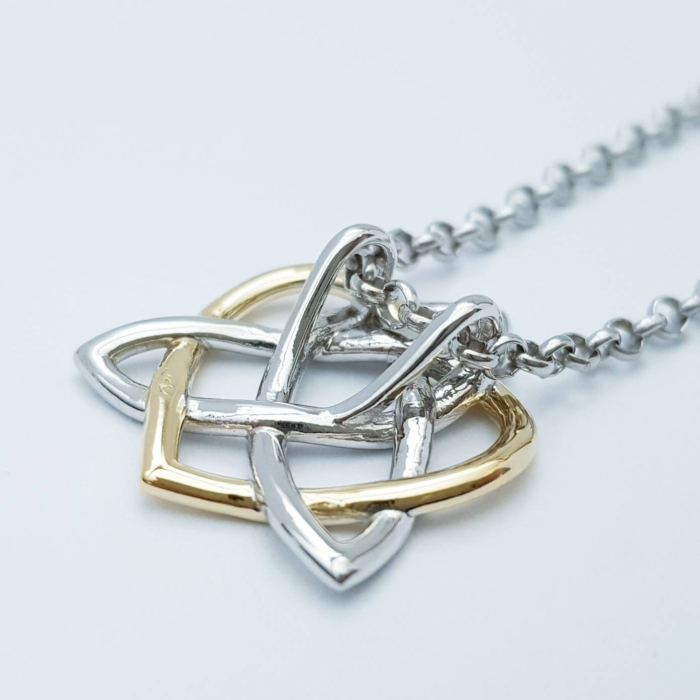 Sterling Silver Celtic Pendant, sliding celtic necklace, knot heart pendant