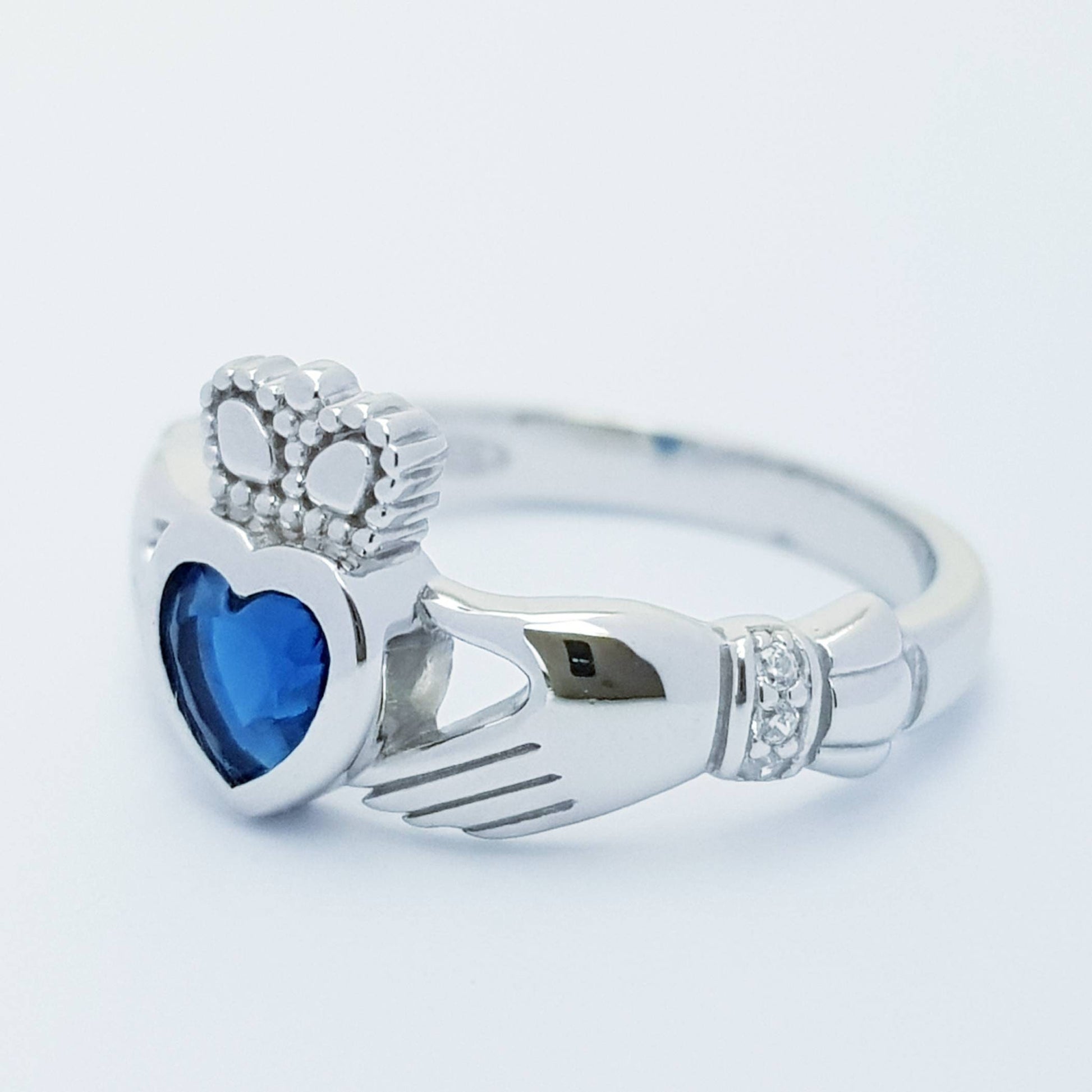 Sapphire Sterling Silver Claddagh Ring