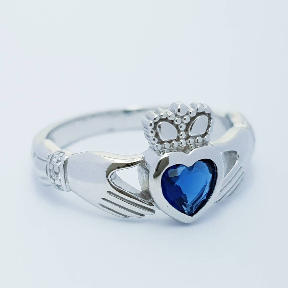 Sapphire Sterling Silver Claddagh Ring