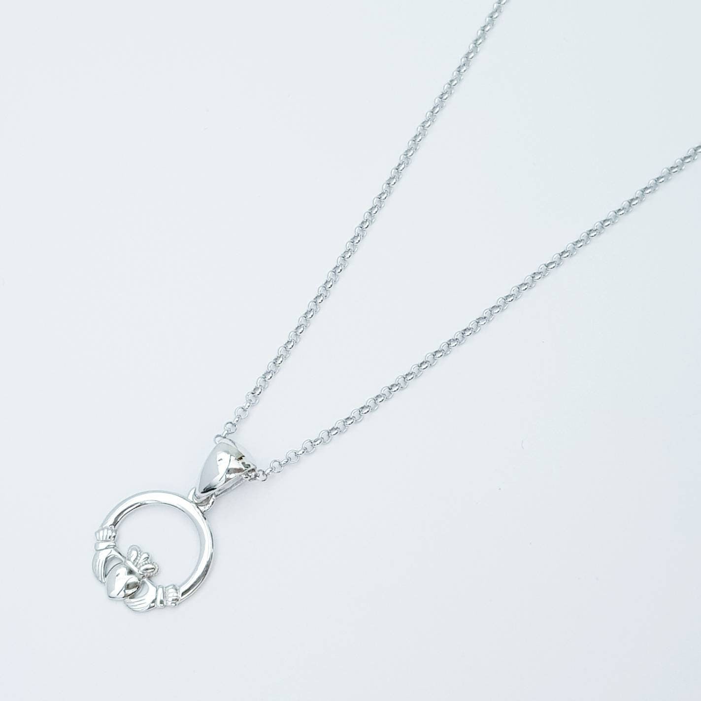 Small Claddagh pendant, Irish claddagh necklace from Galway, Ireland, Sterling Silver claddagh necklace