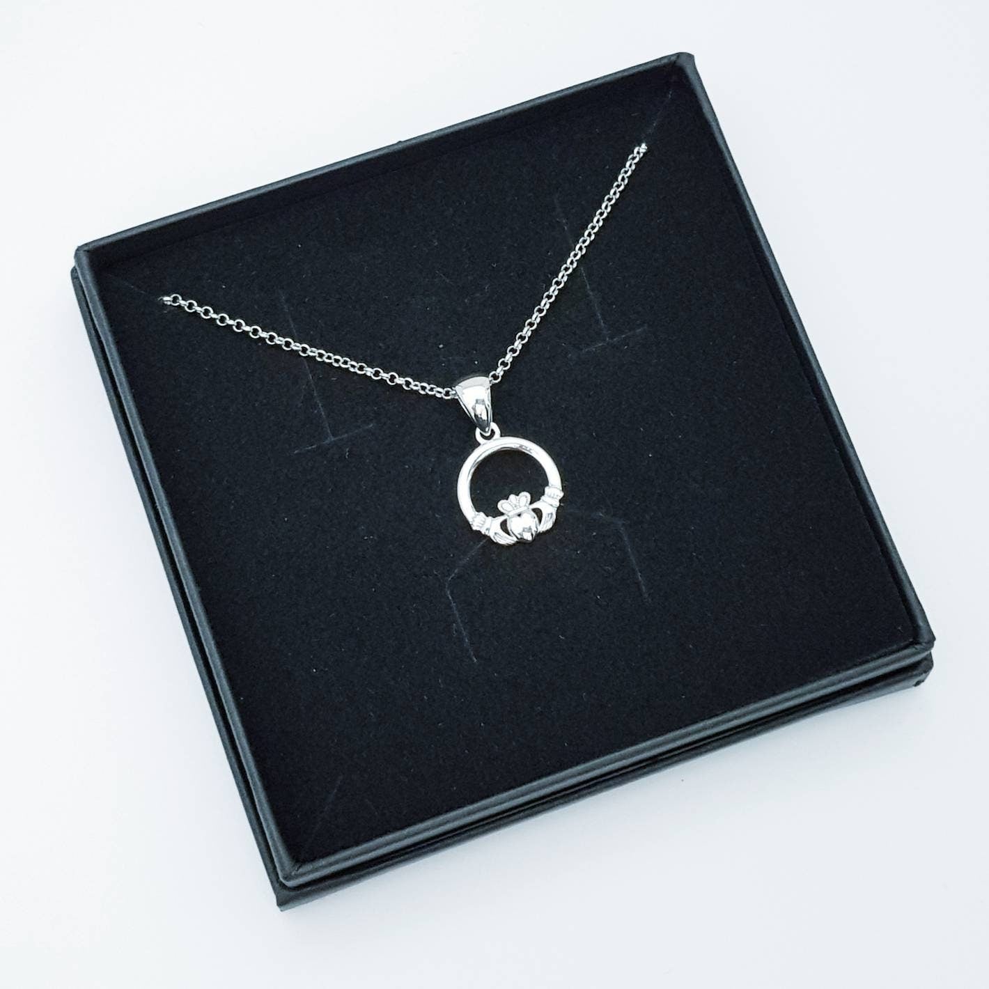 Small Claddagh pendant, Irish claddagh necklace from Galway, Ireland, Sterling Silver claddagh necklace