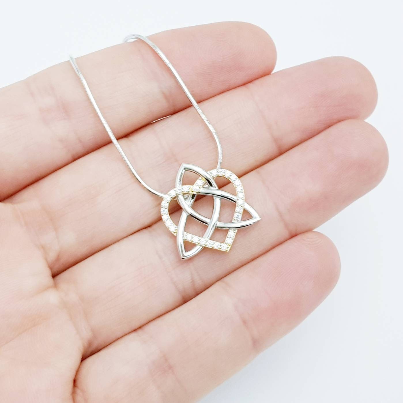 Sterling Silver Celtic Pendant, sliding celtic necklace, knot heart pendant