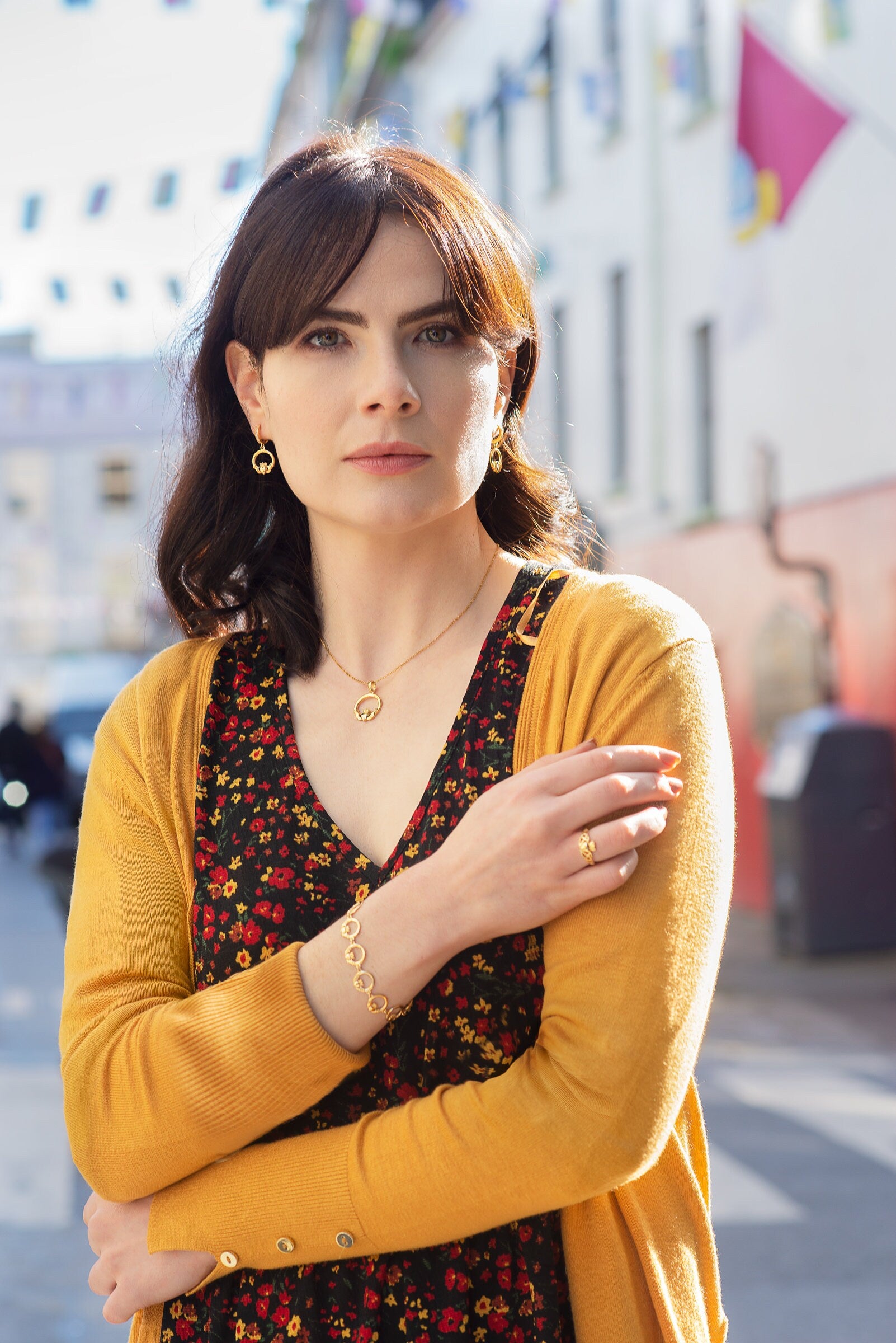 Gold Claddagh pendant, Irish claddagh necklace from Galway, Ireland, claddagh celtic pendant