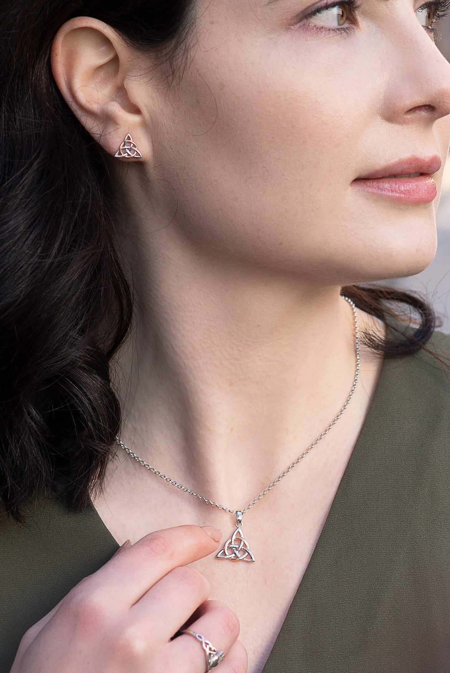 Celtic knot pendant, rose gold plated Celtic triquetra necklace, Celtic jewelry made in Ireland