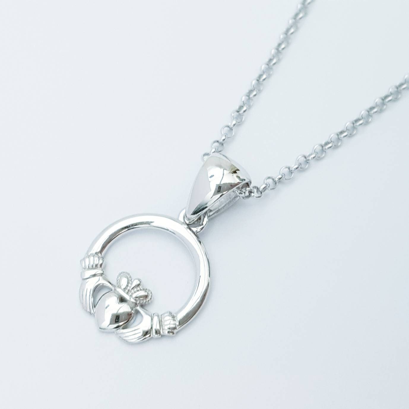 Small Claddagh pendant, Irish claddagh necklace from Galway, Ireland, Sterling Silver claddagh necklace