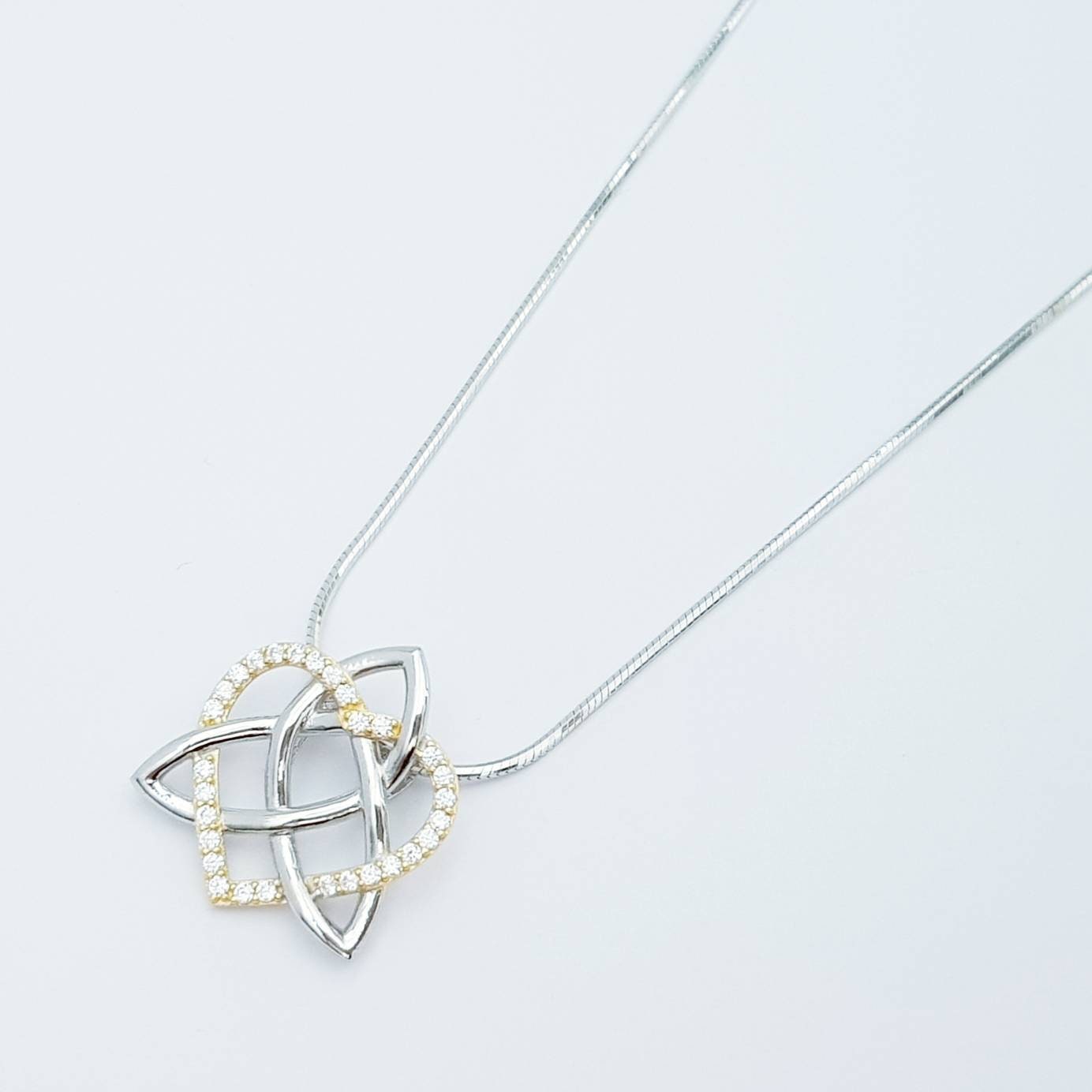 Sterling Silver Celtic Pendant, sliding celtic necklace, knot heart pendant