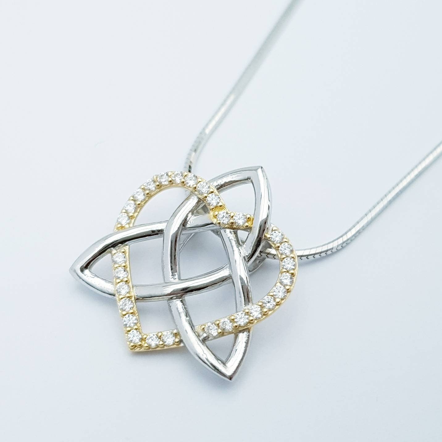 Sterling Silver Celtic Pendant, sliding celtic necklace, knot heart pendant