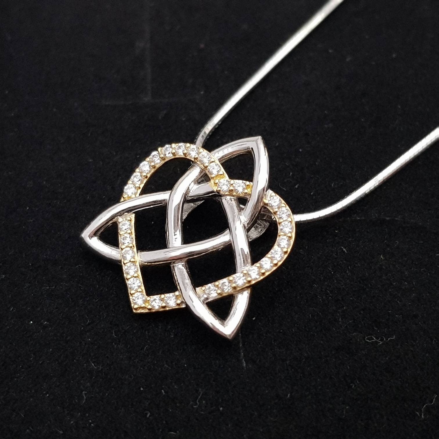 Sterling Silver Celtic Pendant, sliding celtic necklace, knot heart pendant