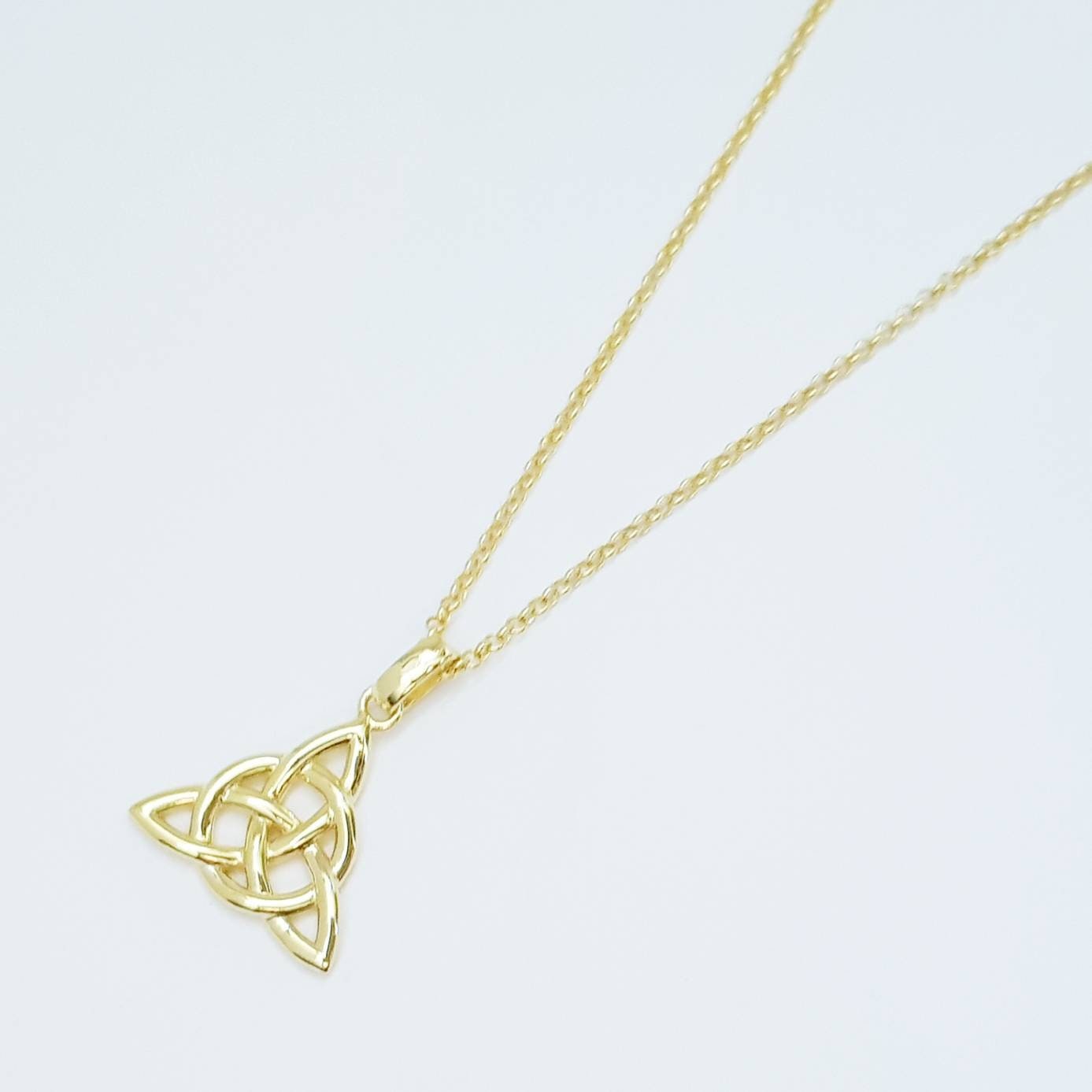 Celtic knot pendant, yellow gold plated Celtic triquetra necklace, Celtic necklace made in Ireland