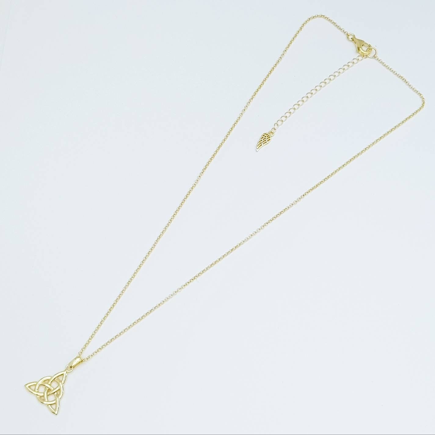 Celtic knot pendant, yellow gold plated Celtic triquetra necklace, Celtic necklace made in Ireland