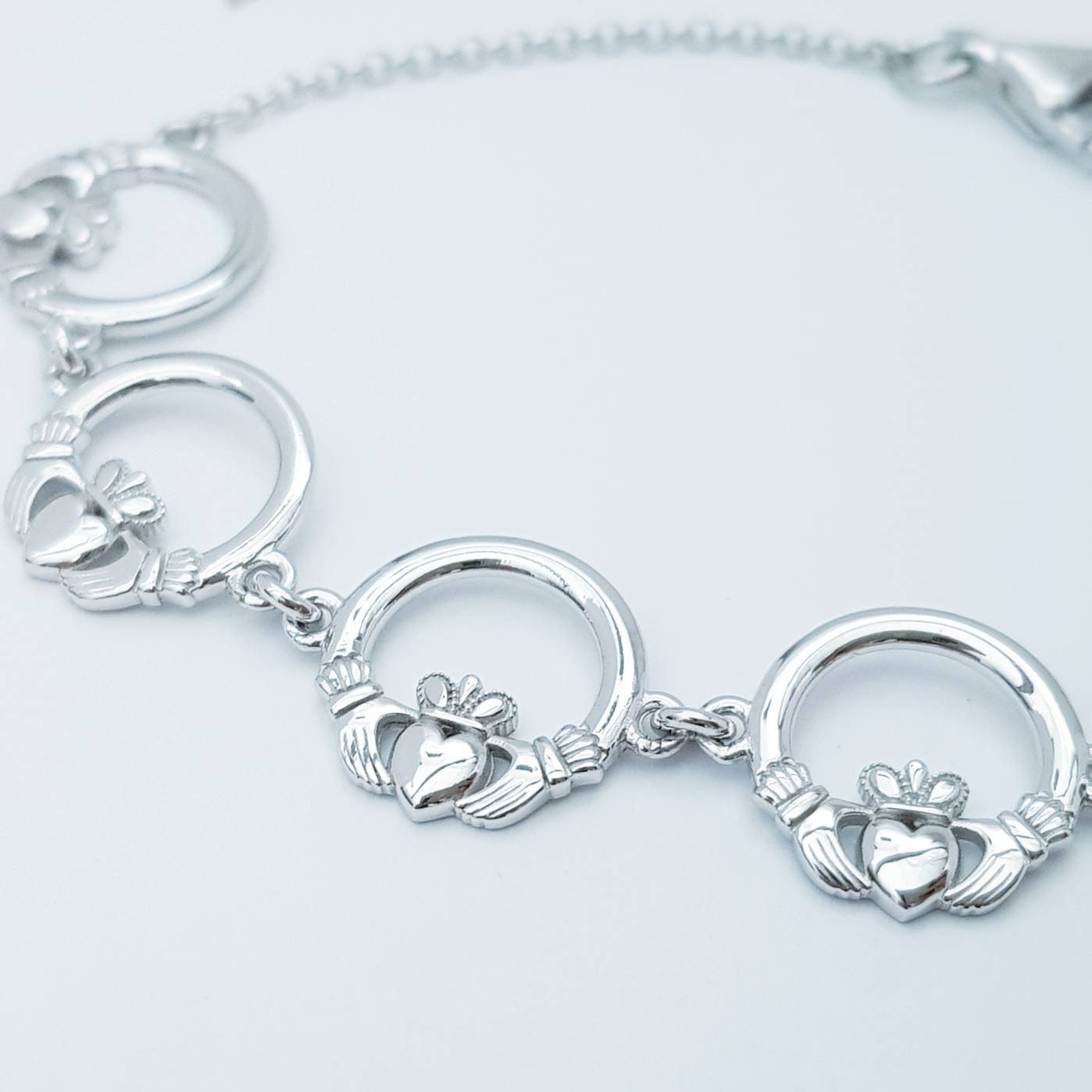 Dainty Irish Claddagh bracelet, small claddagh bracelet, silver claddagh bracelet