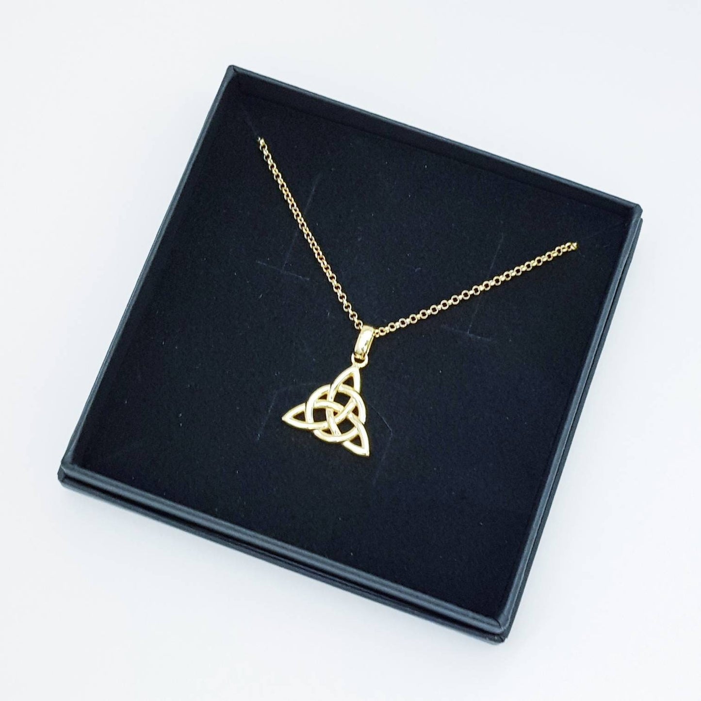 Celtic knot pendant, yellow gold plated Celtic triquetra necklace, Celtic necklace made in Ireland