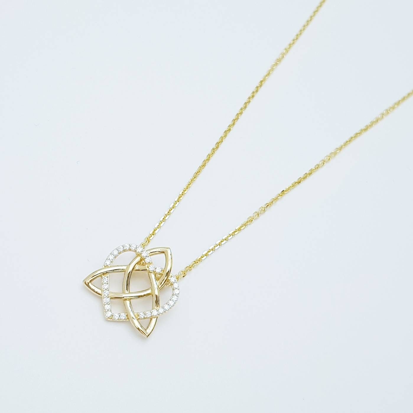 Sterling Silver Celtic Pendant, sliding celtic necklace, gold celtic knot pendant