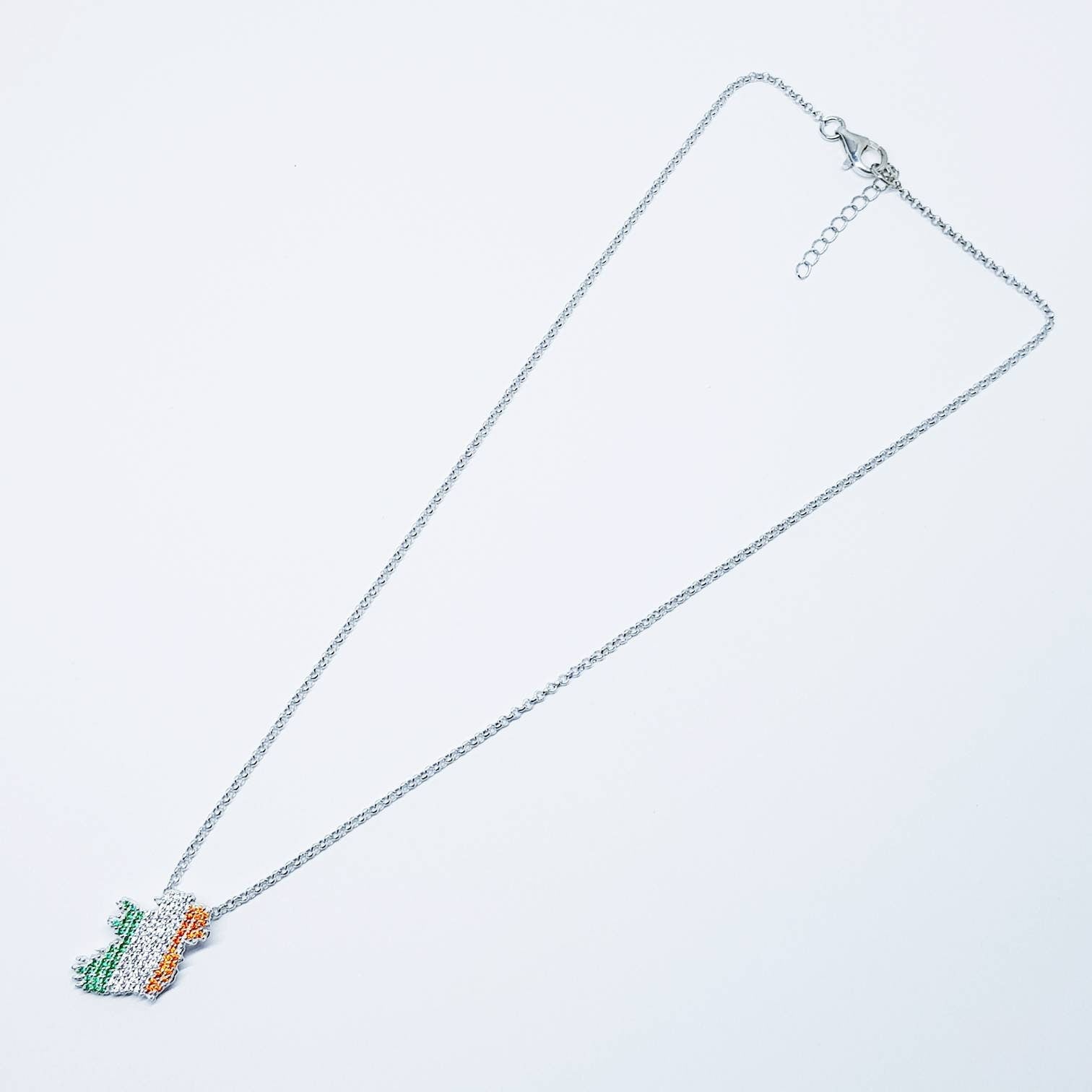 Sterling silver map of Ireland set with the colours of the Irish flag