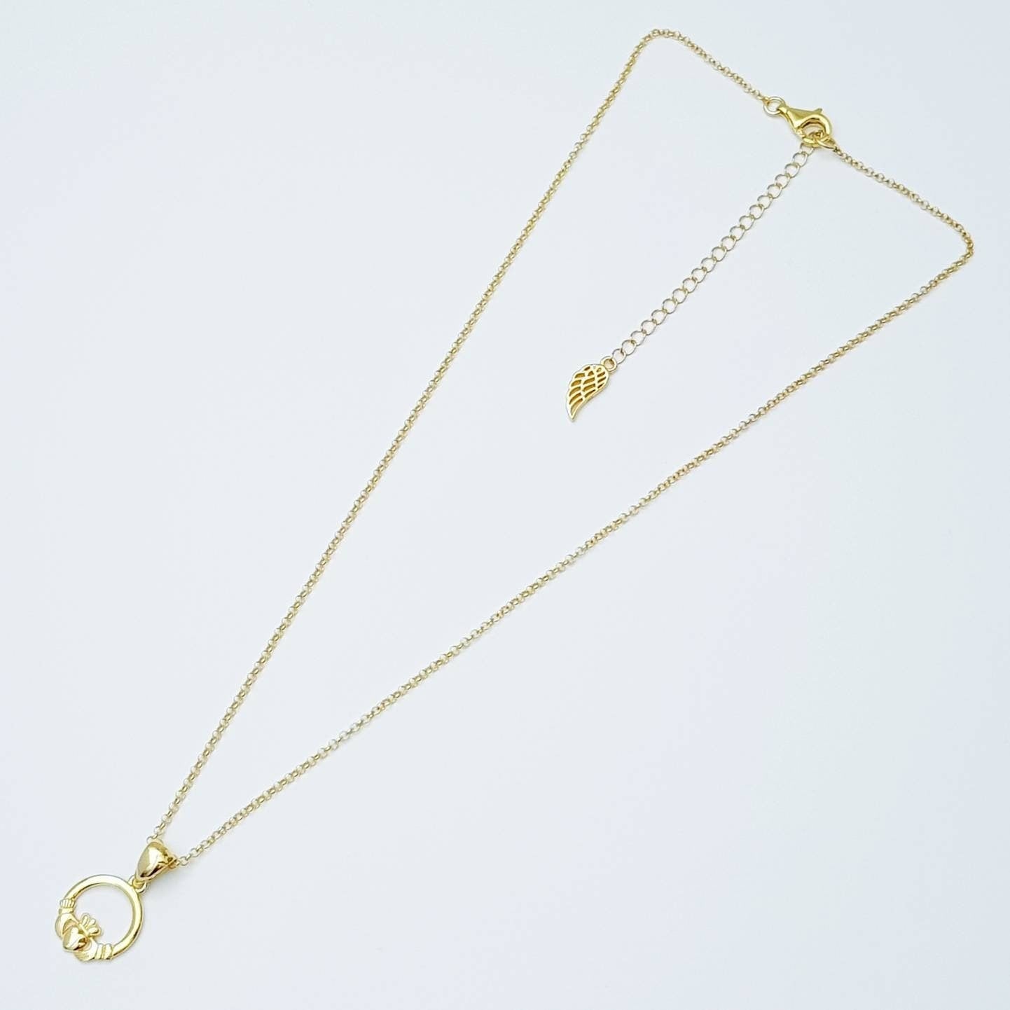 Small gold plated Claddagh pendant, Irish claddagh necklace from Galway, Ireland, Sterling Silver claddagh necklace