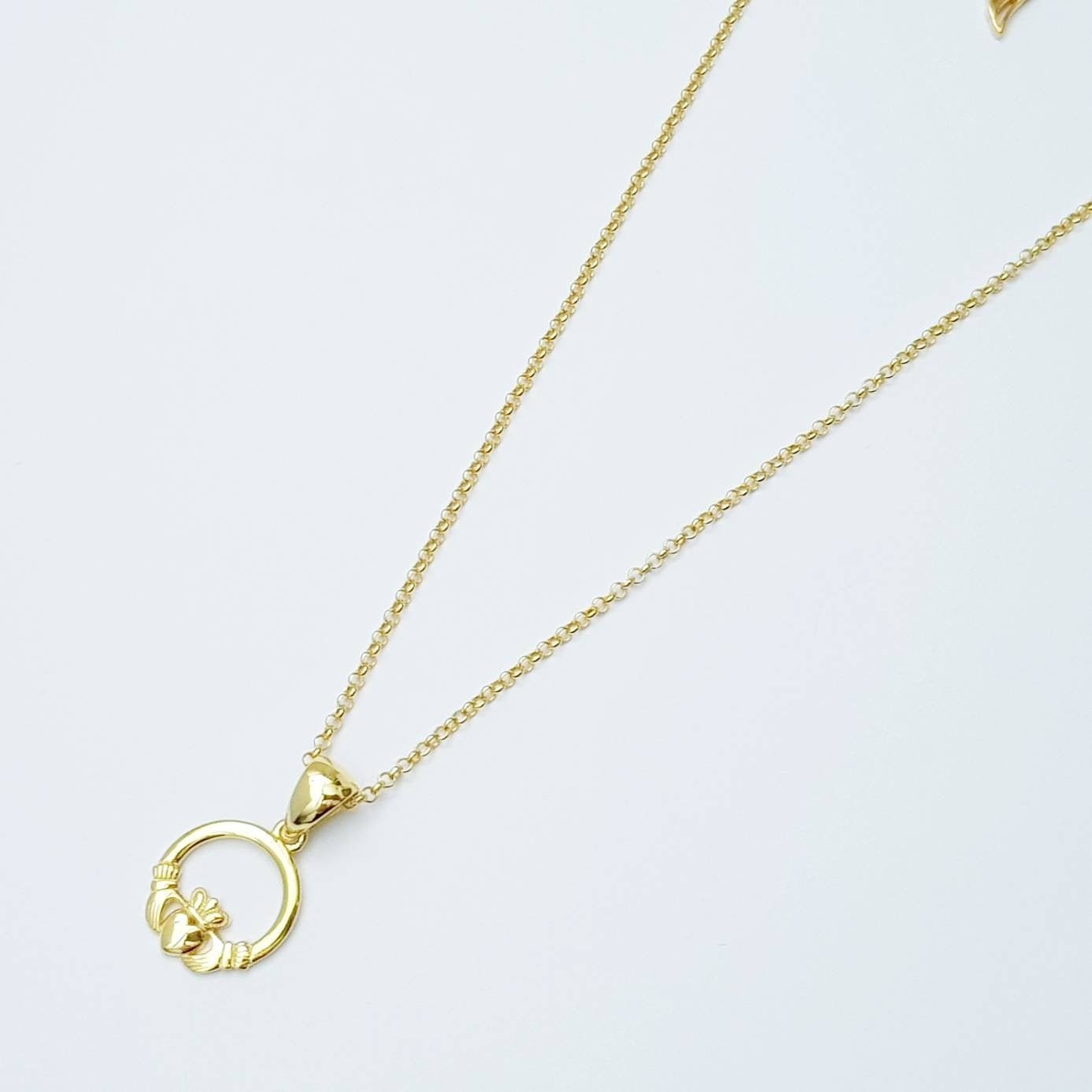 Small gold plated Claddagh pendant, Irish claddagh necklace from Galway, Ireland, Sterling Silver claddagh necklace