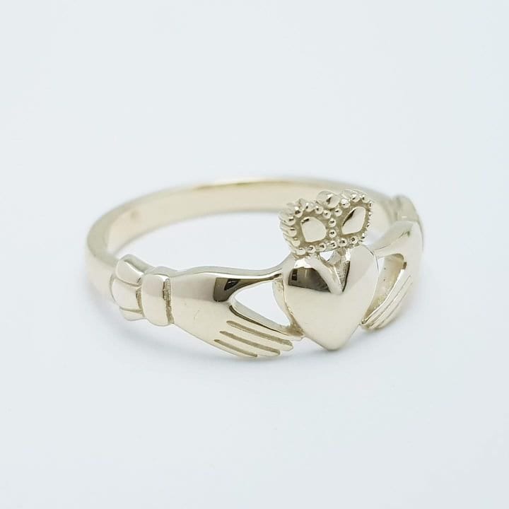 9k gold claddagh ring, Irish claddagh ring, delicate claddagh ring