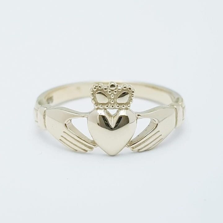 9k gold claddagh ring, Irish claddagh ring, delicate claddagh ring