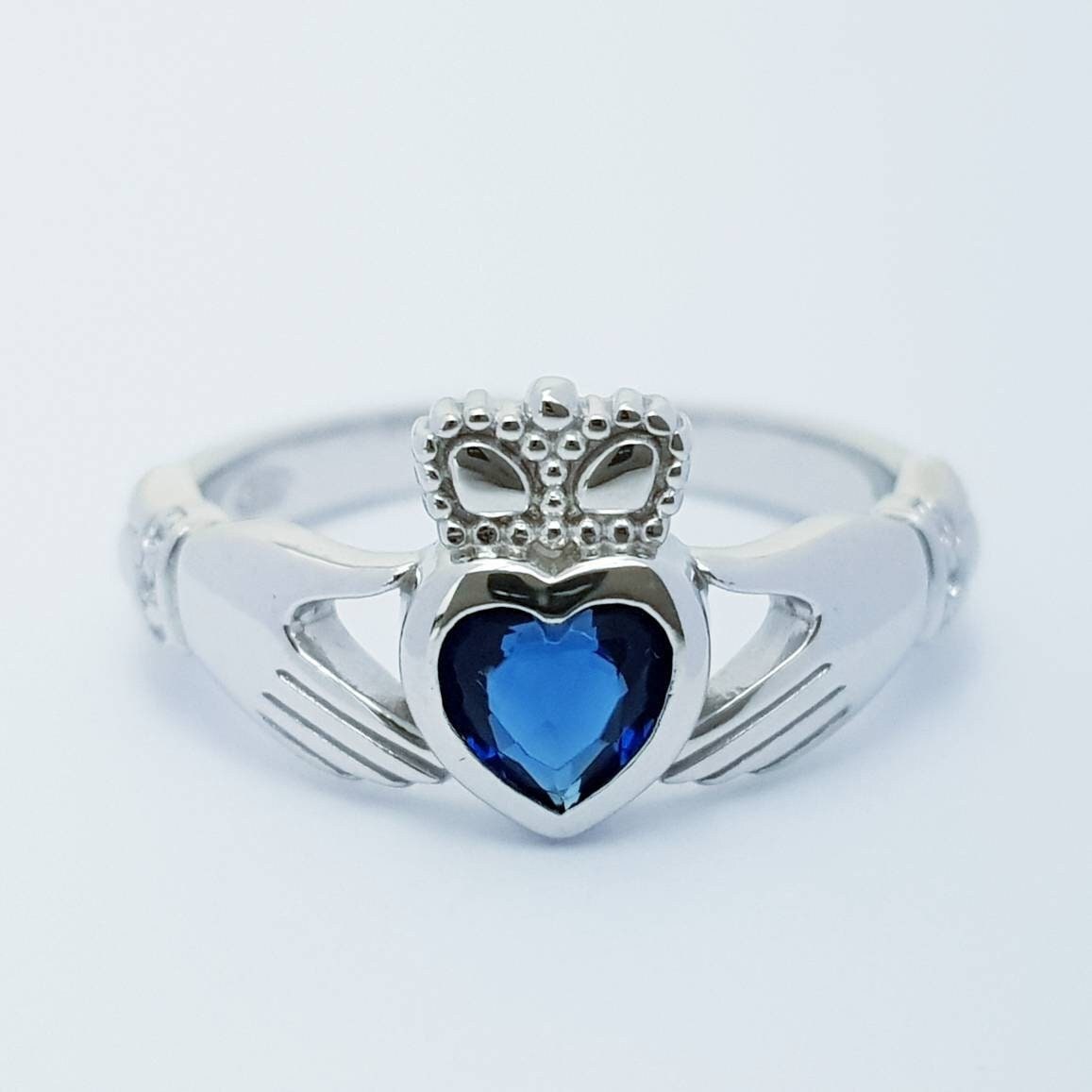 Sapphire Sterling Silver Claddagh Ring