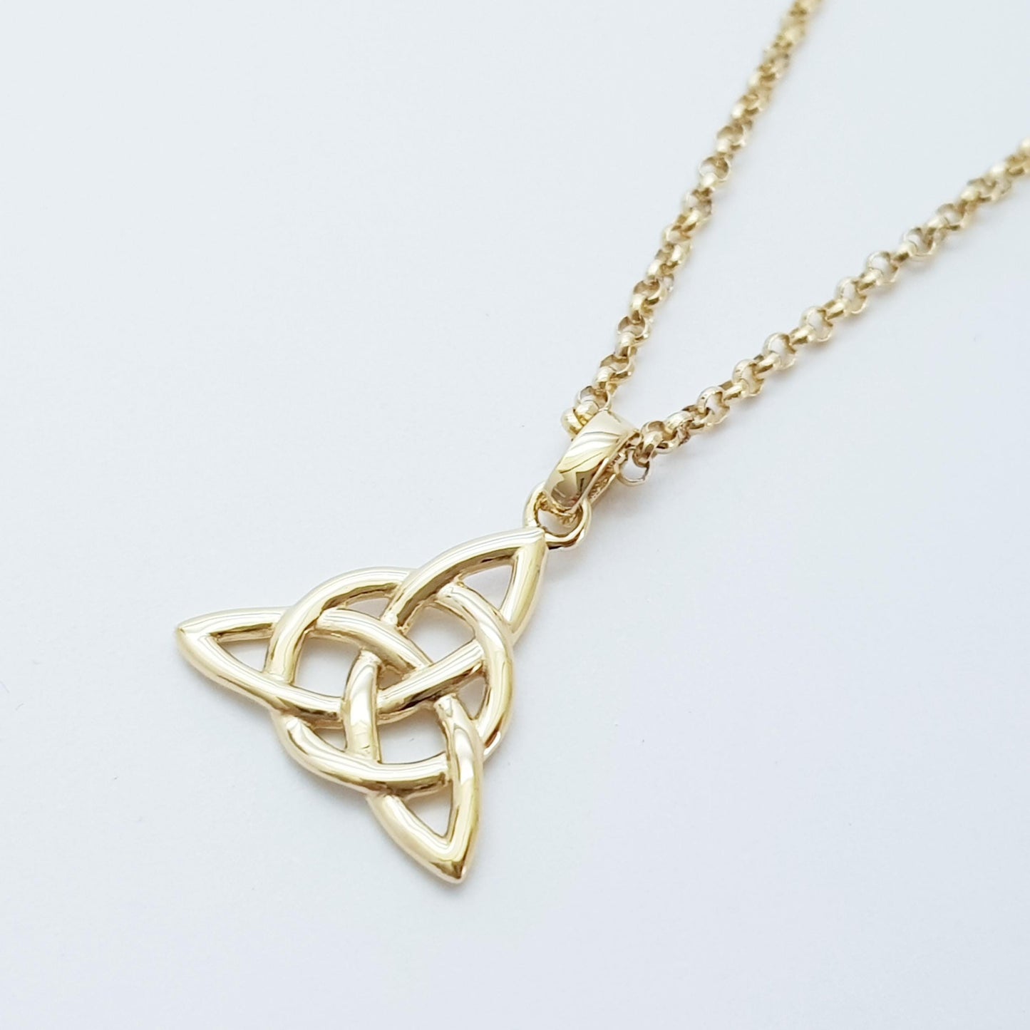 Celtic knot pendant, yellow gold plated Celtic triquetra necklace, Celtic necklace made in Ireland