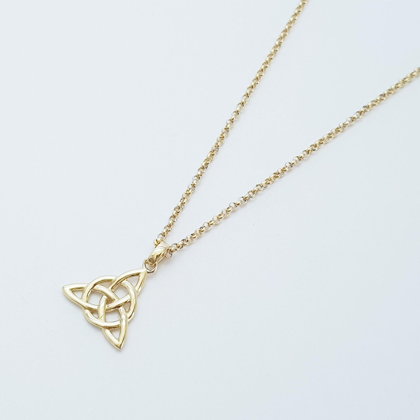 Celtic knot pendant, yellow gold plated Celtic triquetra necklace, Celtic necklace made in Ireland