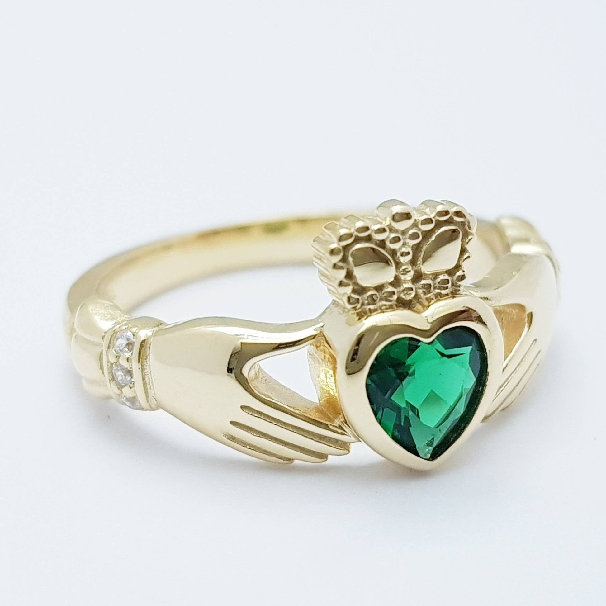 Emerald Gold-Plated (Sterling Silver) Claddagh Ring