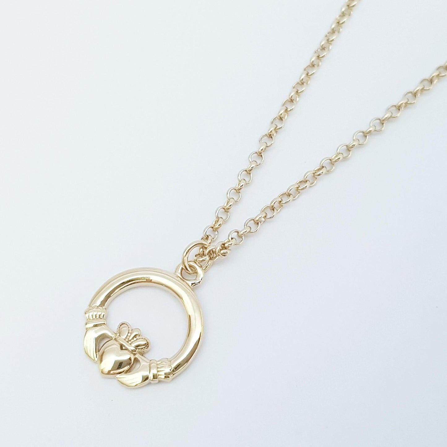 Small gold plated Claddagh pendant, Irish claddagh necklace from Galway, Ireland, Sterling Silver claddagh necklace