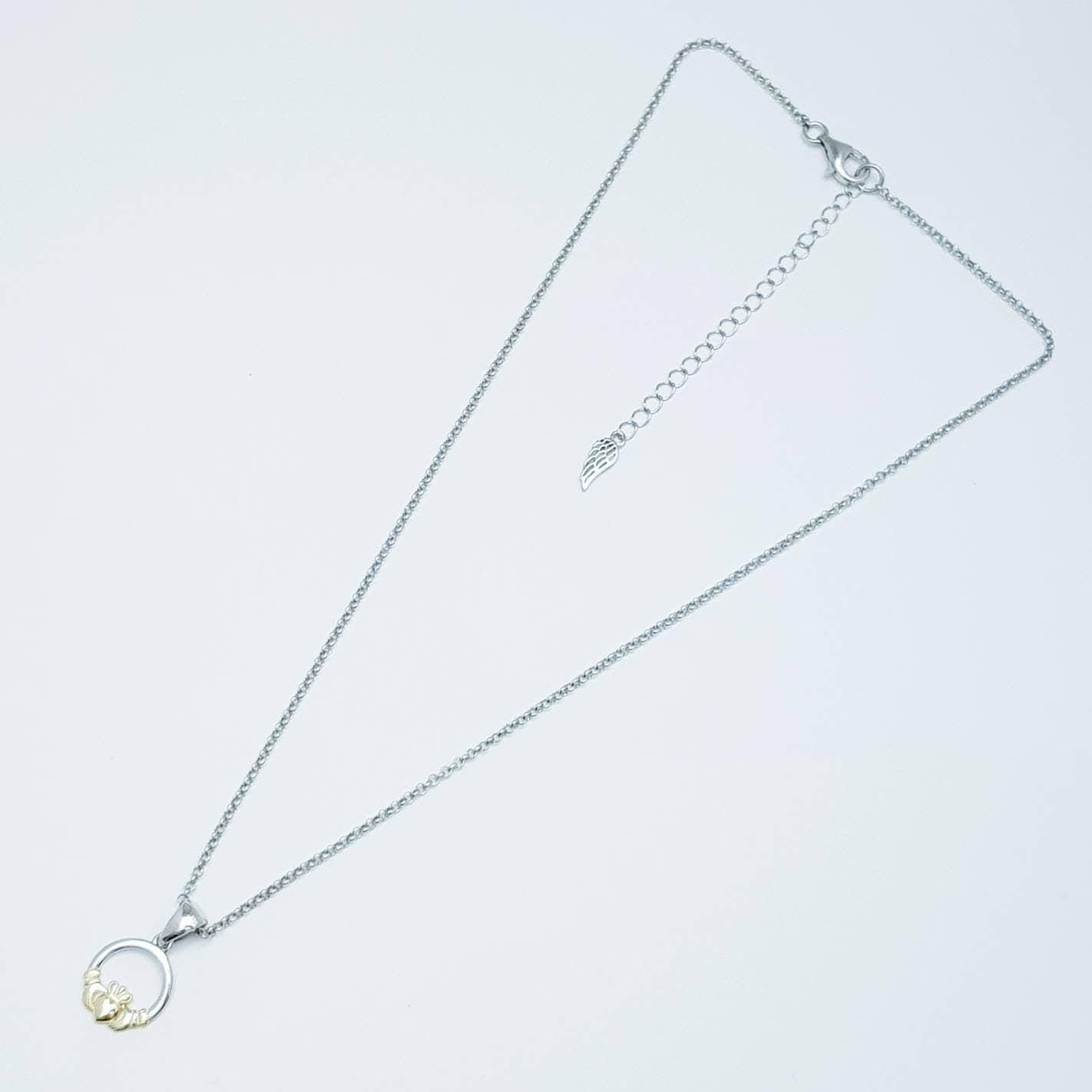 Dainty Claddagh pendant, Irish claddagh necklace from Galway, Gold and Silver claddagh necklace