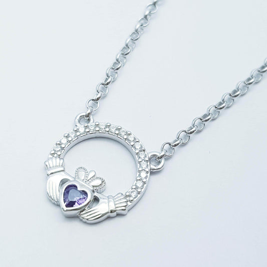 925 Silver Claddagh pendant, Irish claddagh necklace from Galway, silver and yellow gold claddagh pendant