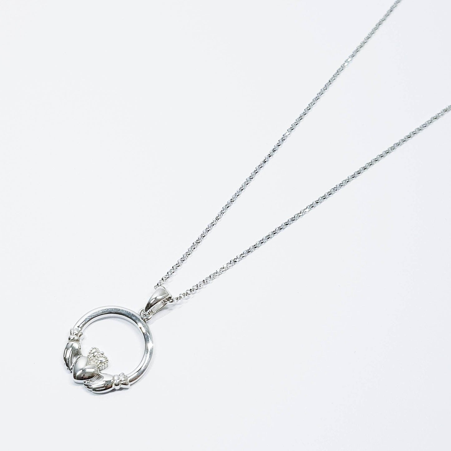 Sterling silver Claddagh pendant, claddagh necklace made in Ireland