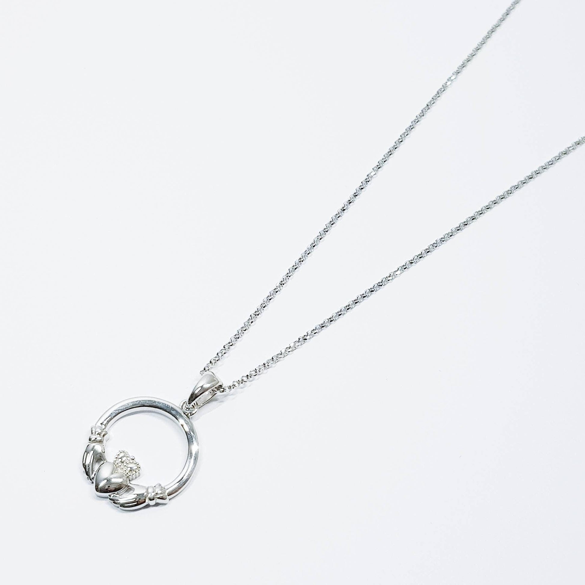 Sterling silver Claddagh pendant, claddagh necklace made in Ireland