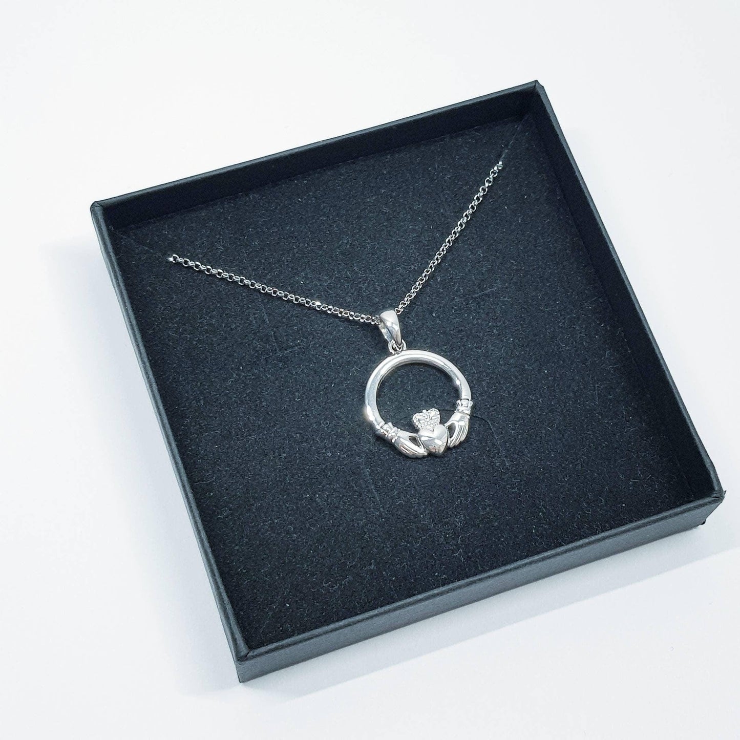 Sterling silver Claddagh pendant, claddagh necklace made in Ireland