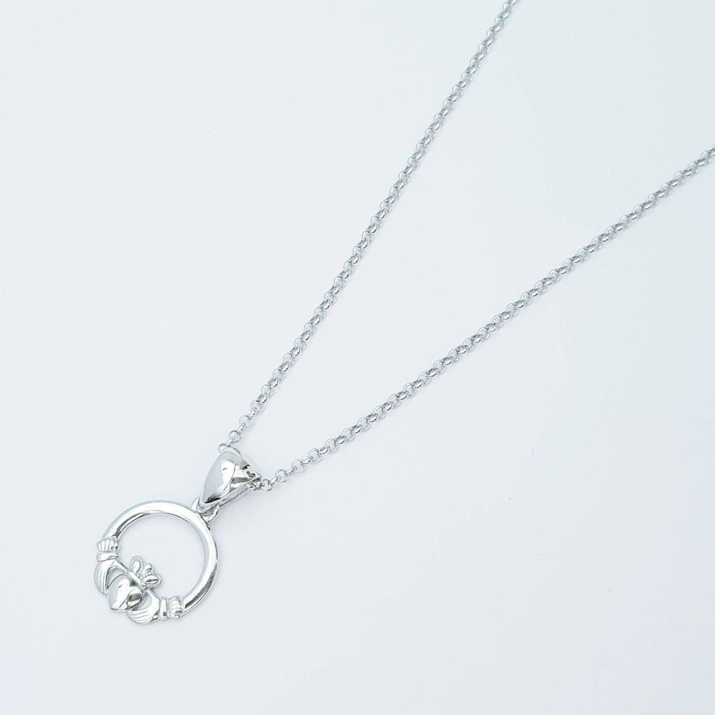 Small Claddagh pendant, Irish claddagh necklace from Galway, Ireland, Sterling Silver claddagh necklace
